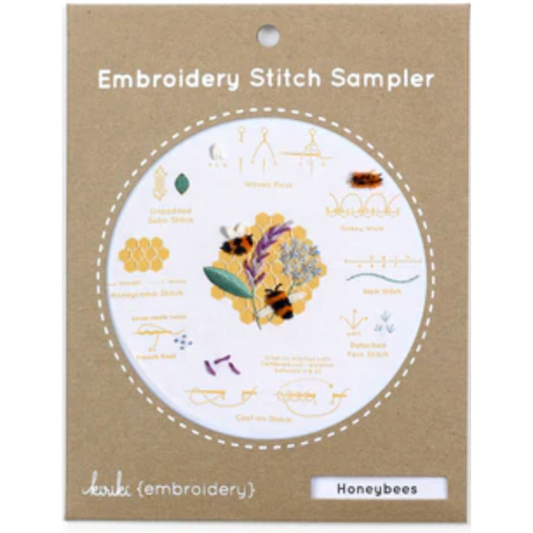 Kiriki Press ~ Embroidery Stitch Sampler HONEYBEES Embroidery Kit