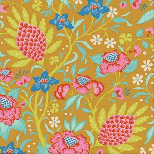 Tilda Fabrics ~ Bloomsville Flowertangle Mustard TIL100516-V15