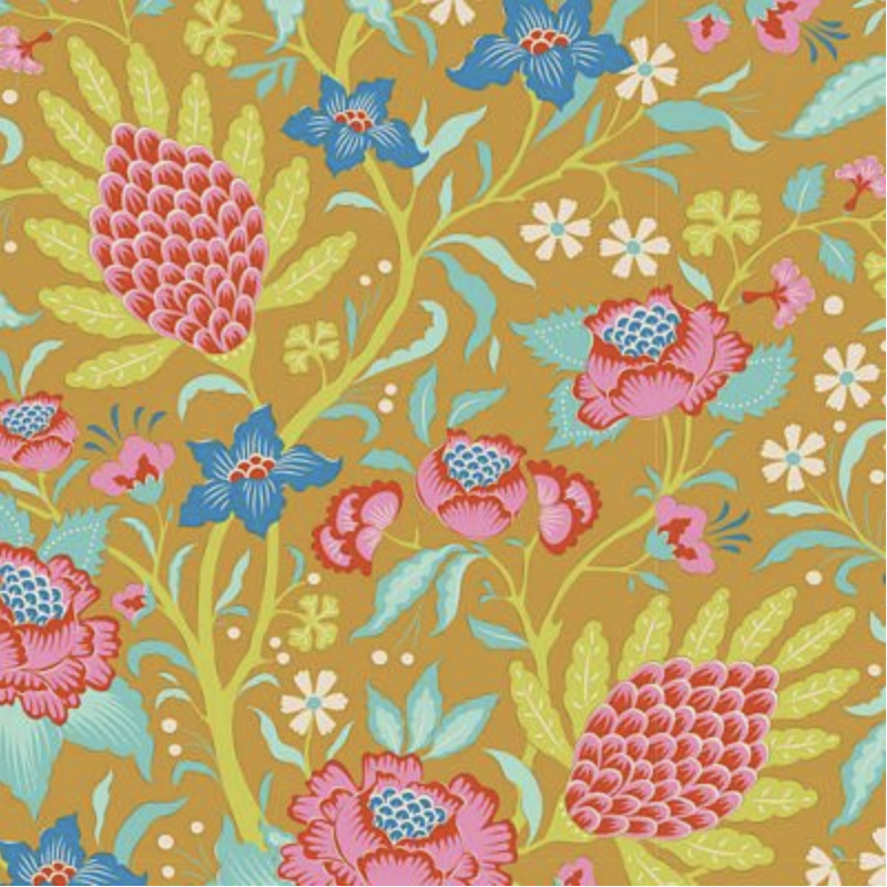 Tilda Fabrics ~ Bloomsville Flowertangle Mustard TIL100516-V15