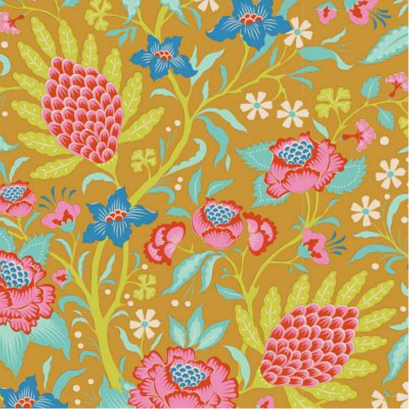 Tilda Fabrics ~ Bloomsville Flowertangle Mustard TIL100516-V15