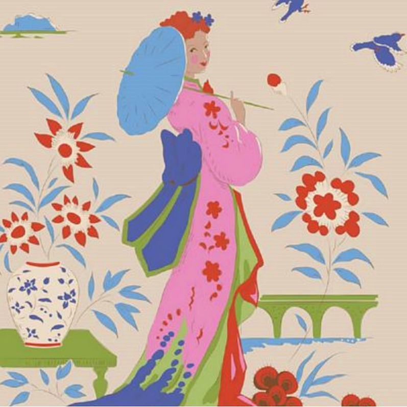 Tilda Fabrics ~ 48" x WOF remnant Bloomsville Garden Vista Dove TIL100507-V15