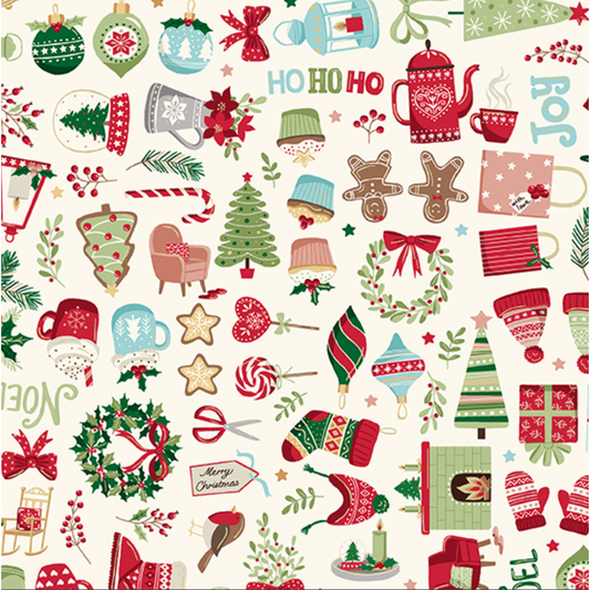 Cosy Christmas by Makower UK - Cosy Icons Cream TP-2568-Q