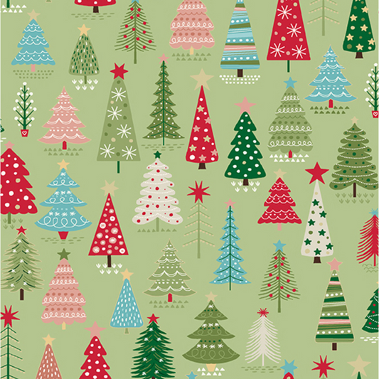 Cosy Christmas by Makower UK - Trees Green TP-2570-G