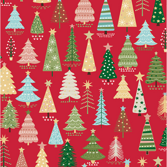 Cosy Christmas by Makower UK - Trees Red TP-2570-R