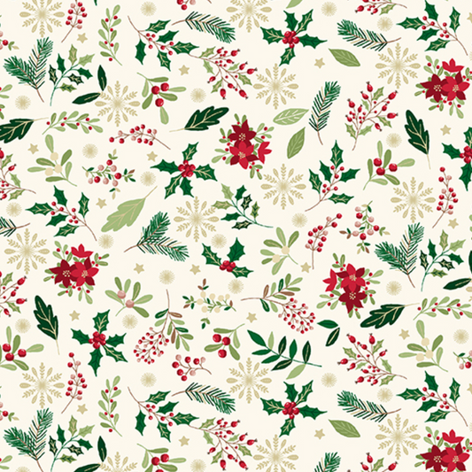 Cosy Christmas by Makower UK - Foliage Cream TP-2571-Q