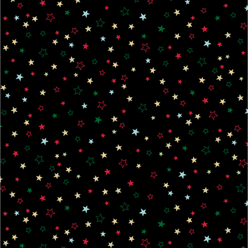 Cosy Christmas by Makower UK - Stars Black TP-2573-X