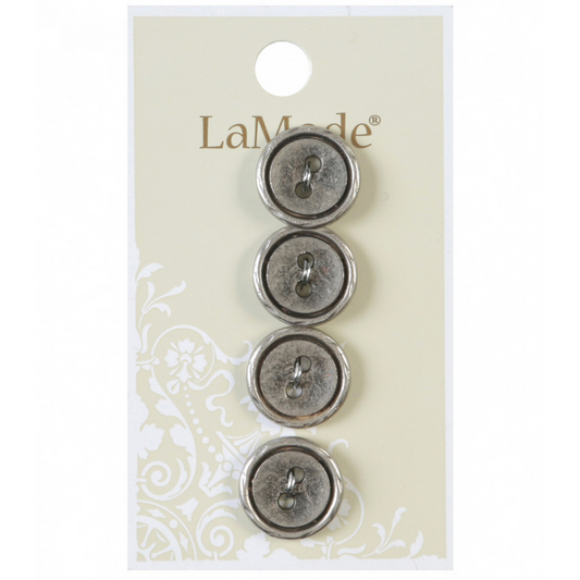 LaMode Antique Silver Metal ⅝" 2-Hole Buttons