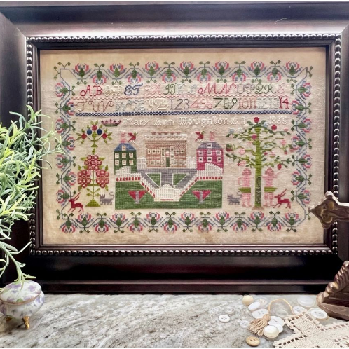 Violets & Verses ~ Mary Ann Houghton 1865 Reproduction Sampler