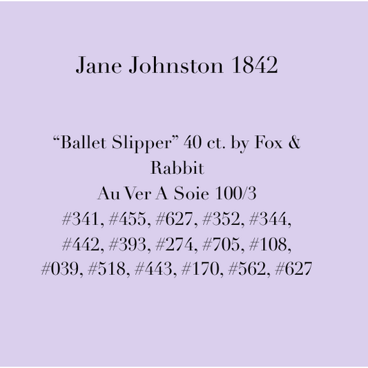 Violets & Verses ~ Jane Johnston 1842 Reproduction Sampler