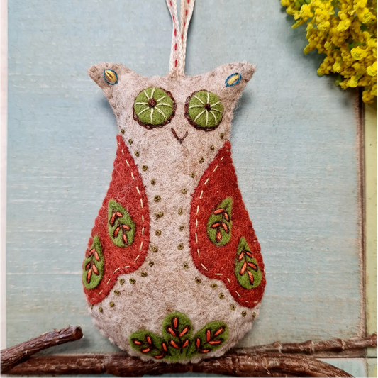 Corrine Lapierre ~ Folk Embroidered Owl Felt Craft Kit