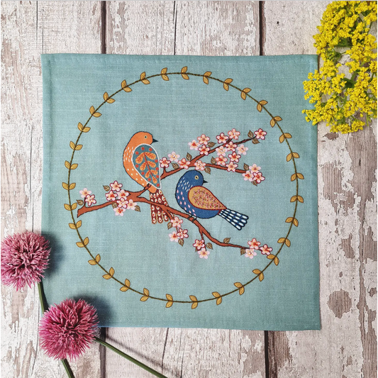 Corrine Lapierre ~ Printed Linen Embroidery Kit - Birds & Blossoms