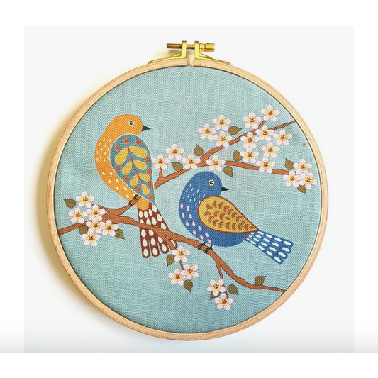 Corrine Lapierre ~ Printed Linen Embroidery Kit - Birds & Blossoms