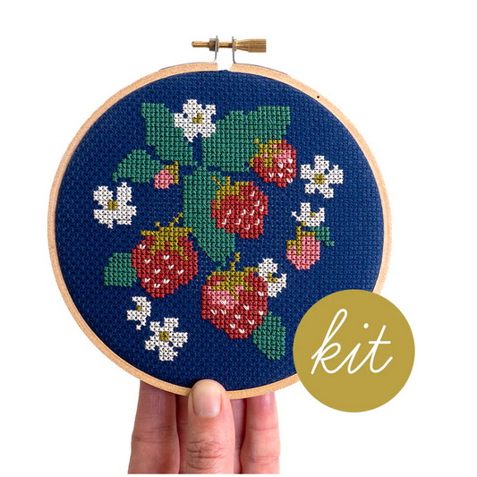 Junebug and Darlin ~ Spread Like Strawberries Cross Stitch Kit