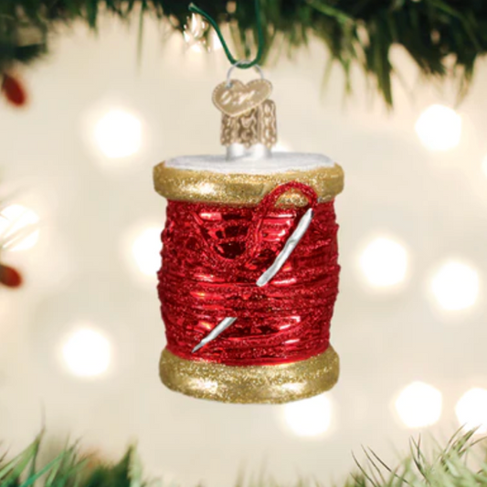 Old World Christmas ~ Red Spool of Thread Ornament