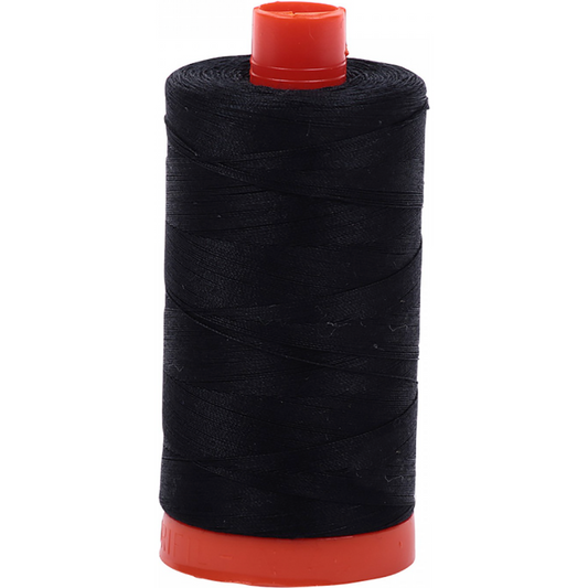 Aurifil ~ Mako Cotton Embroidery/Sewing Thread 50wt 1422yds Black ~ 2692