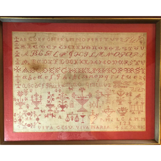 Cross Stitch Antiques ~ Viva Gesu Viva Maria, a Sampler of Italy Antique Sampler Reproduction