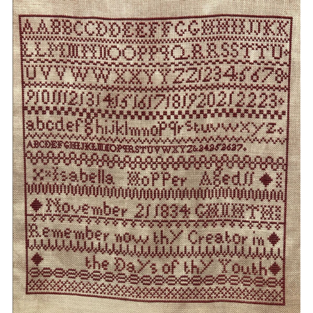Cross Stitch Antiques ~ Isabella Hopper 1834 Antique Sampler Reproduction