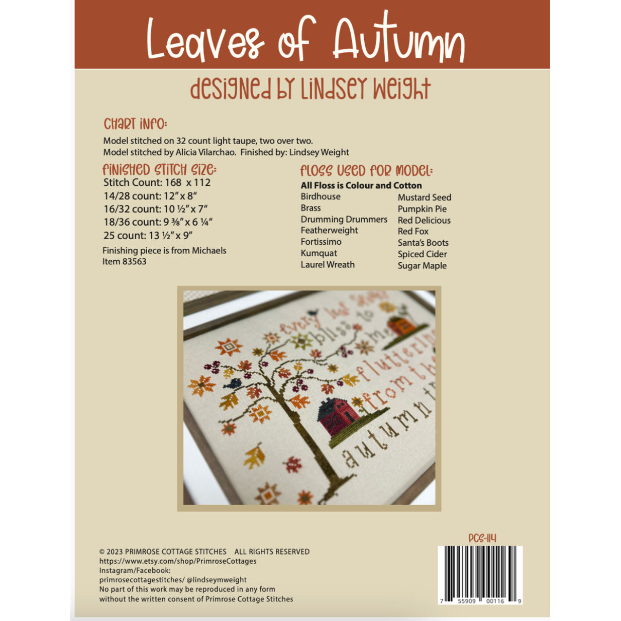 Primrose Cottage ~ Leaves of Autumn Pattern