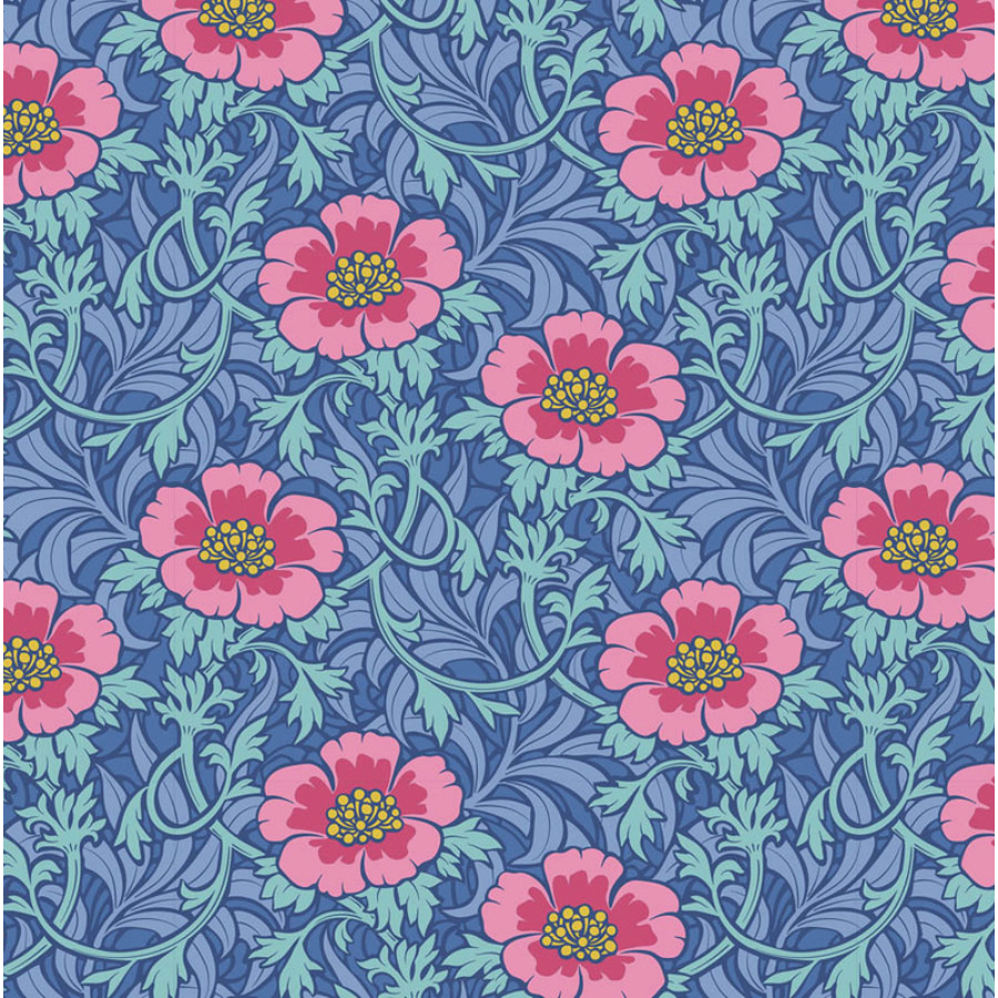 Tilda Fabrics ~ TIL100522 ~ Winterrose ~ Blue