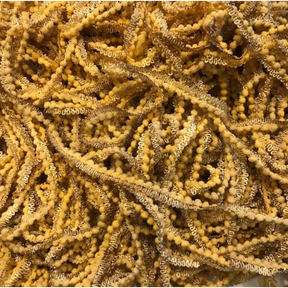 Lady Dot Creates ~ Sandy Gold Pom Pom Trim