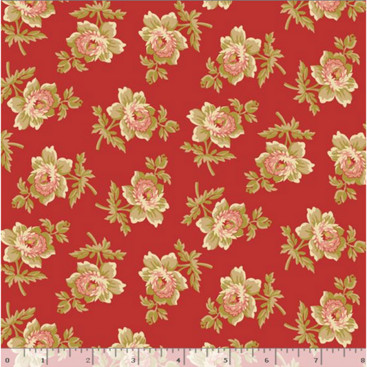 Golden Era by Paula Barnes ~ Cabbage Rose R220641  RED
