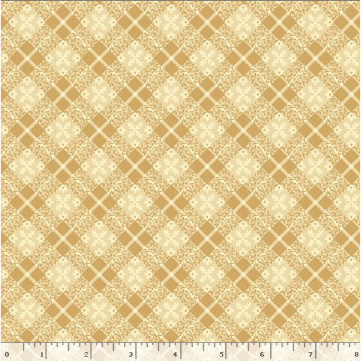 Golden Era by Paula Barnes ~ Floral Plaid R220646  TAN