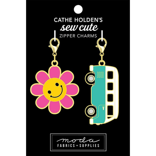 Cathe Holden Zipper Charms ~ Flower Bus