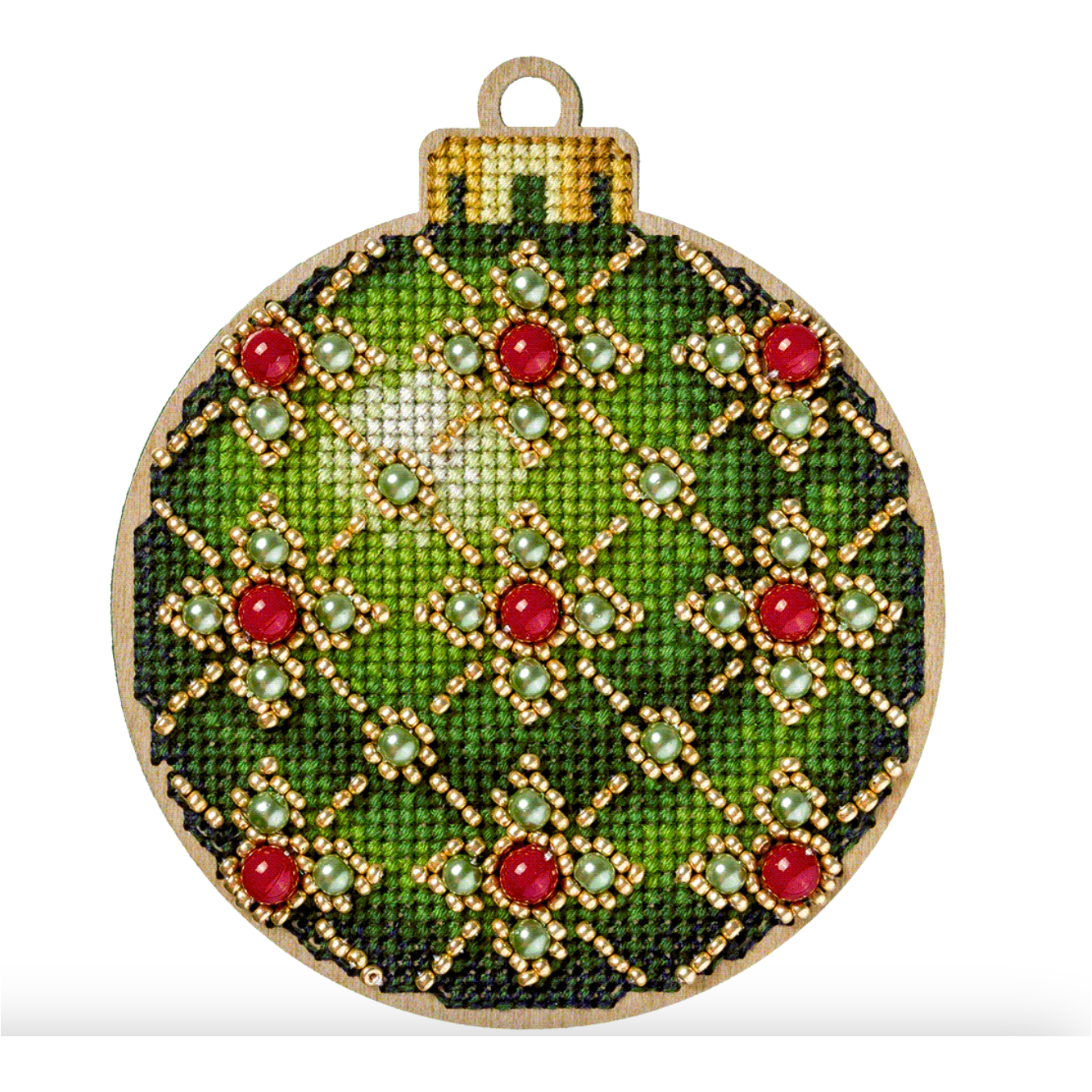 Holiday Hearts beaded needlepoint ornament kit