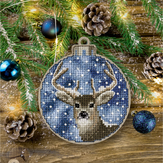 Wonderland ~ Deer Christmas Ball Stitched Ornament Kit FLW-017