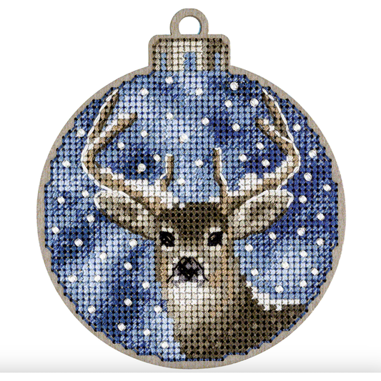 Wonderland ~ Deer Christmas Ball Stitched Ornament Kit FLW-017