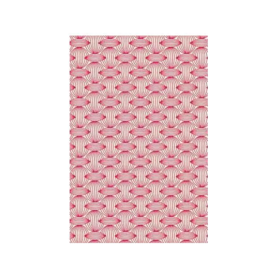 Sajou Oilcloth Fabric | Pink Motif on Ecru Base