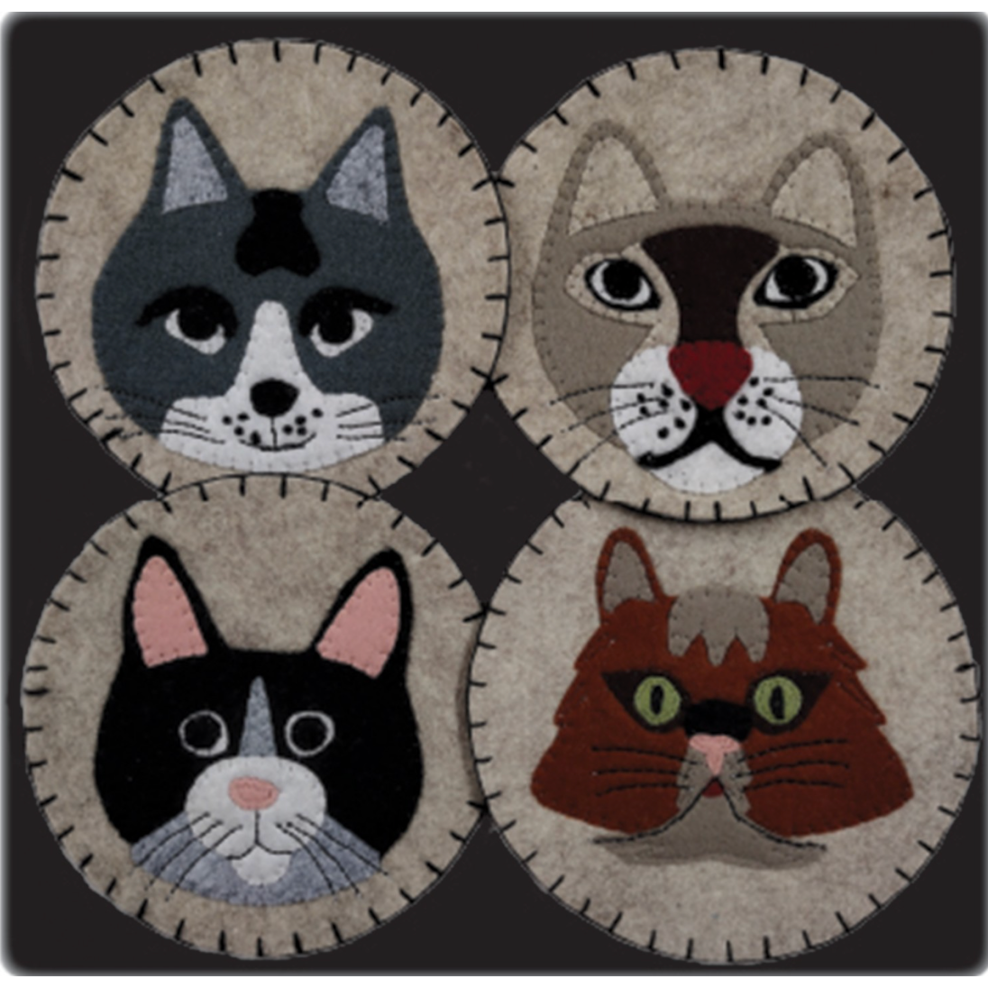 Rachel's of Greenfield ~ Cat Coasters Embroidery Kit
