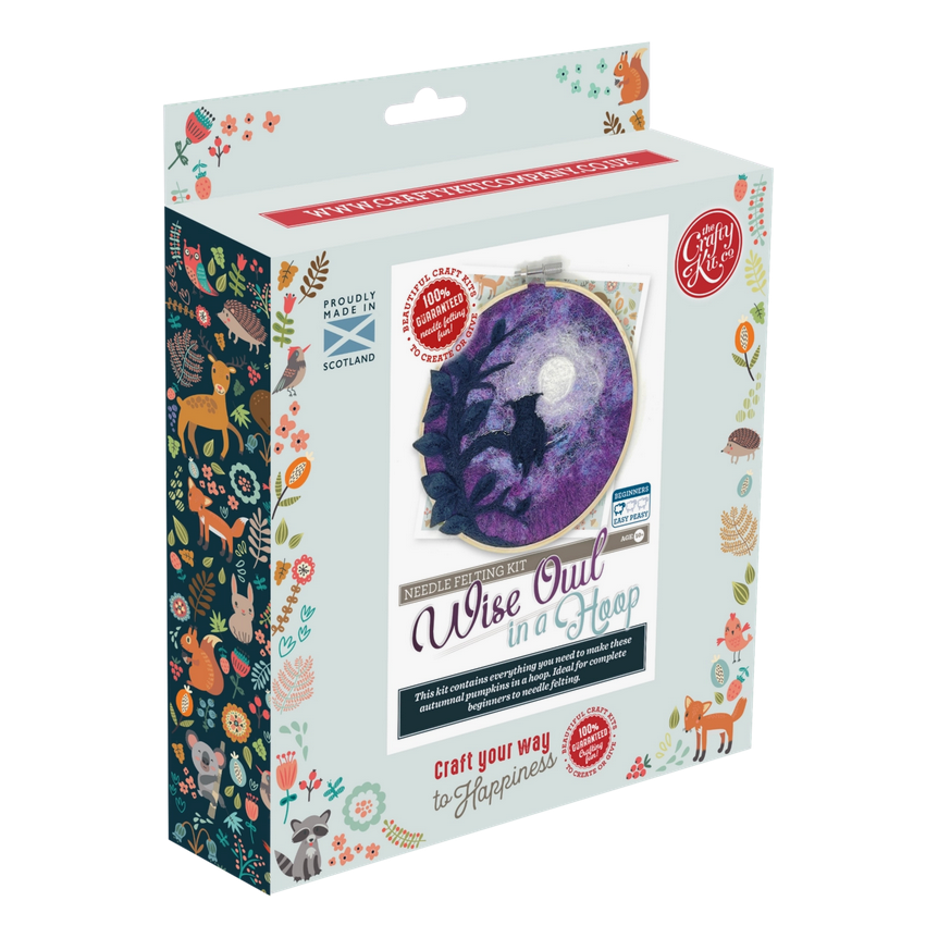 The Crafty Kit Company | Wise Old Owl in A Hoop Needle Felting Kit