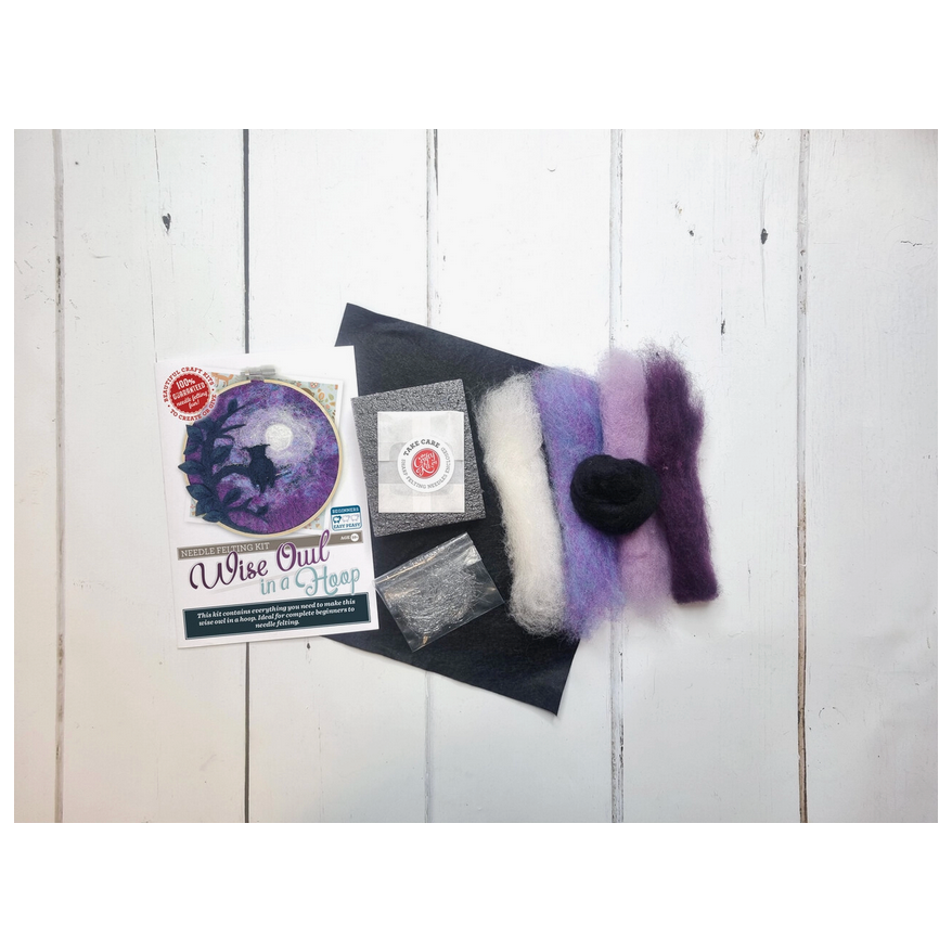 The Crafty Kit Company | Wise Old Owl in A Hoop Needle Felting Kit