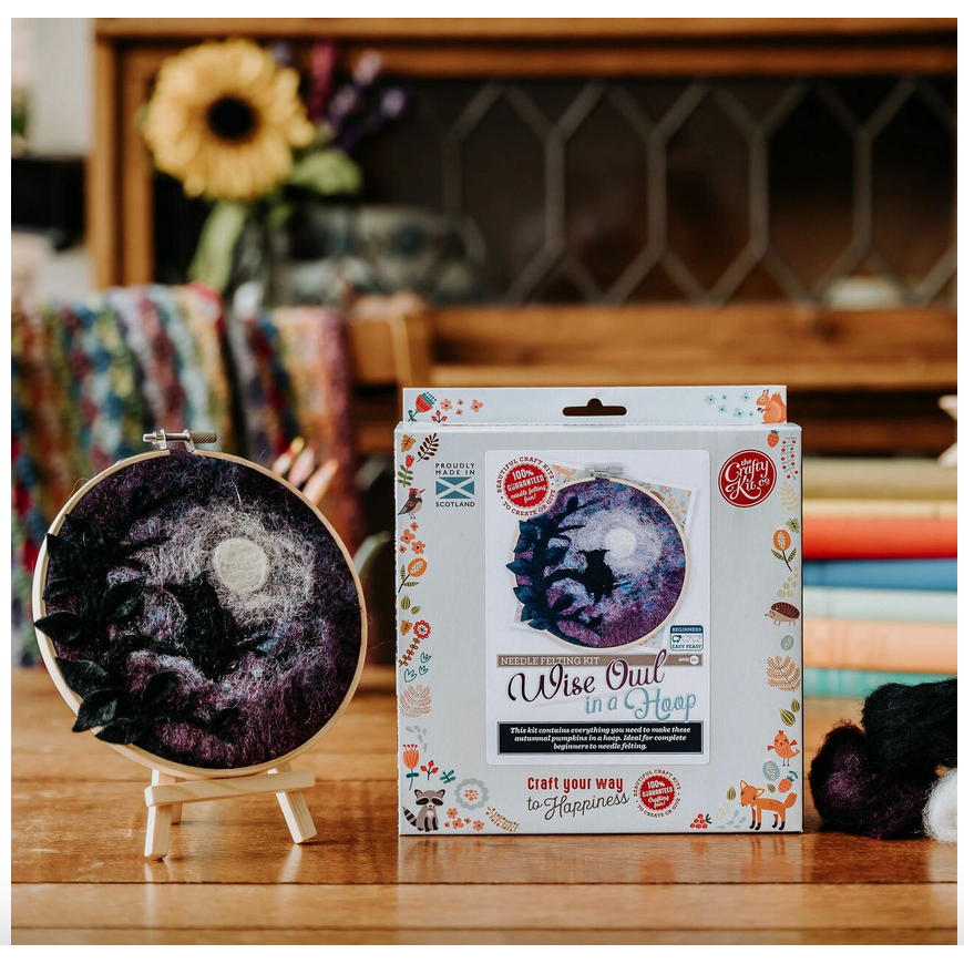 The Crafty Kit Company | Wise Old Owl in A Hoop Needle Felting Kit