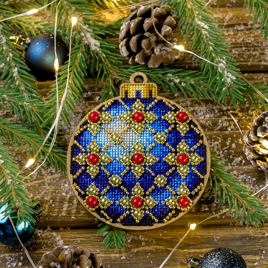 Wonderland | Blue Christmas Ball Bead Embroidery Ornament Kit FLW-008