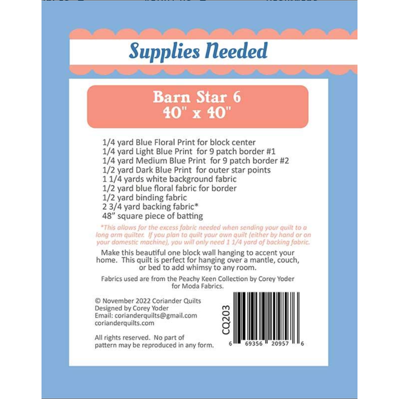Barn Star 6 ~ Quilt Pattern