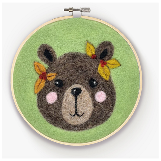 The Crafty Kit Company ~ Floral Bear in a Hoop Needle Felting Kit