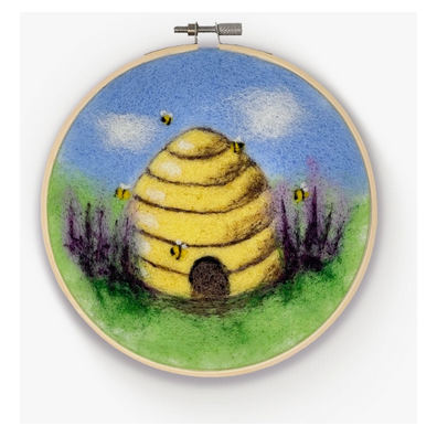 The Crafty Kit Company ~ Bee Hive in a Hoop Needle Felting Kit