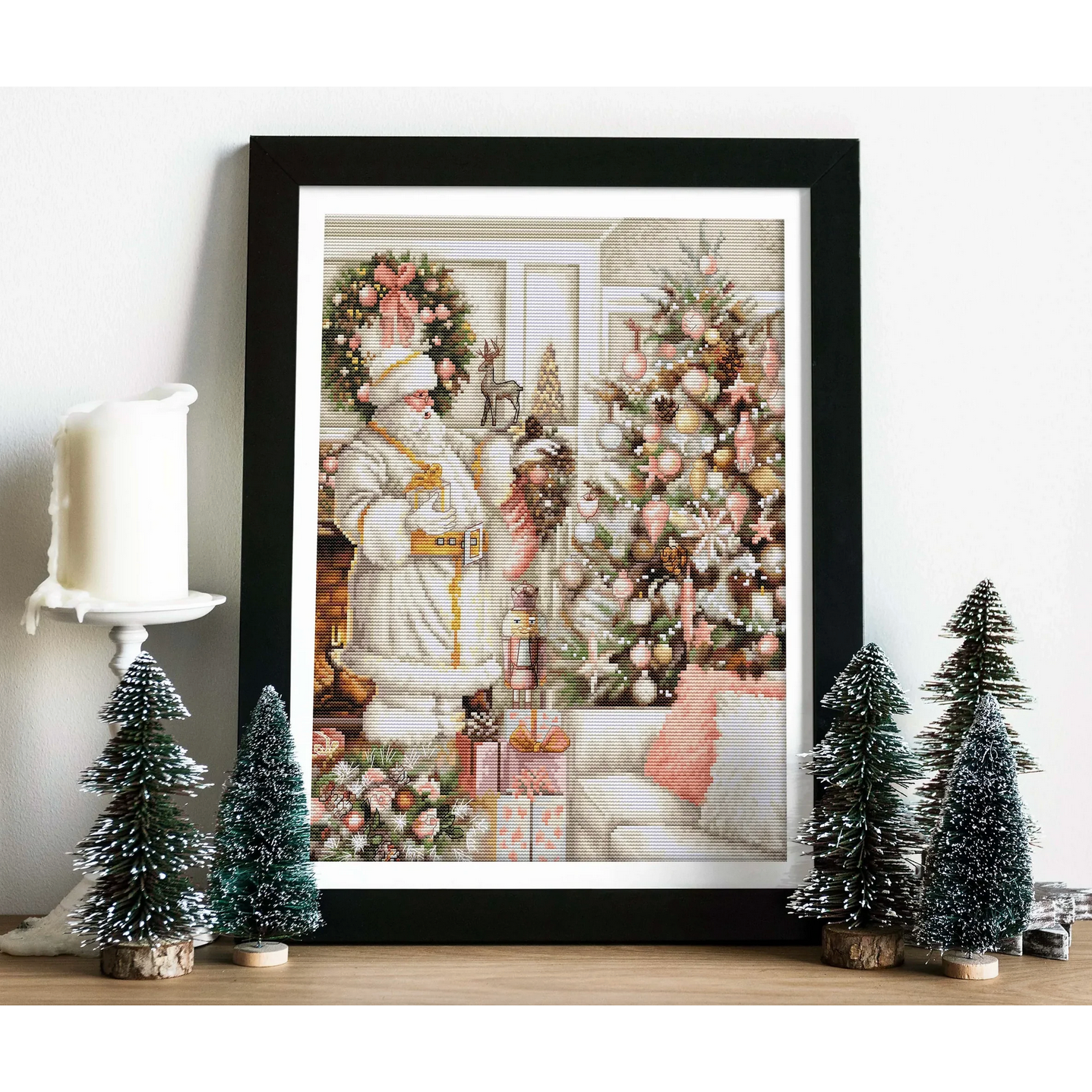 Luca-S | White Santa With Christmas Tree Cross Stitch Kit BU5019L