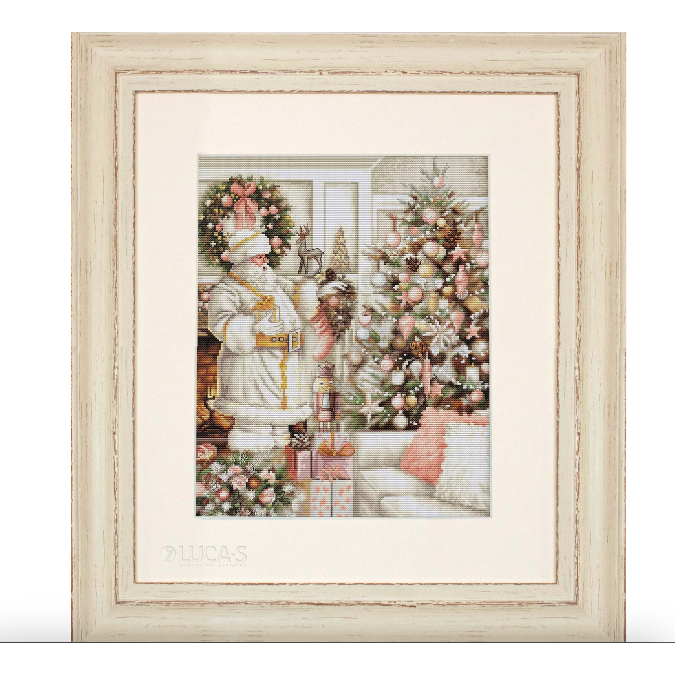 Luca-S | White Santa With Christmas Tree Cross Stitch Kit BU5019L