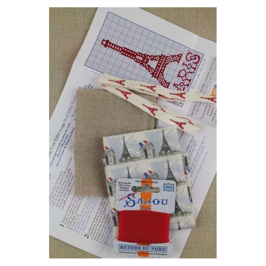 Sajou Eiffel Tower Cross Stitch Kit | Red