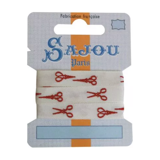 Cotton Ribbon Red Scissors - 1m Card