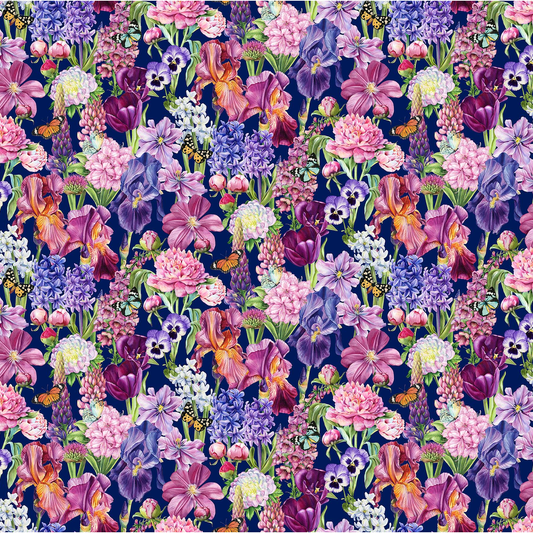 Deborah's Garden ~ Lg Packed Floral ~ Navy DP25590-49