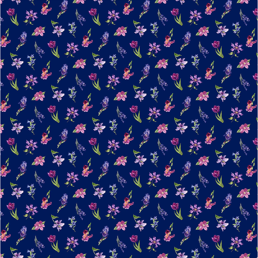 Deborah's Garden ~ Md Floral Toss ~ Navy DP25595-49