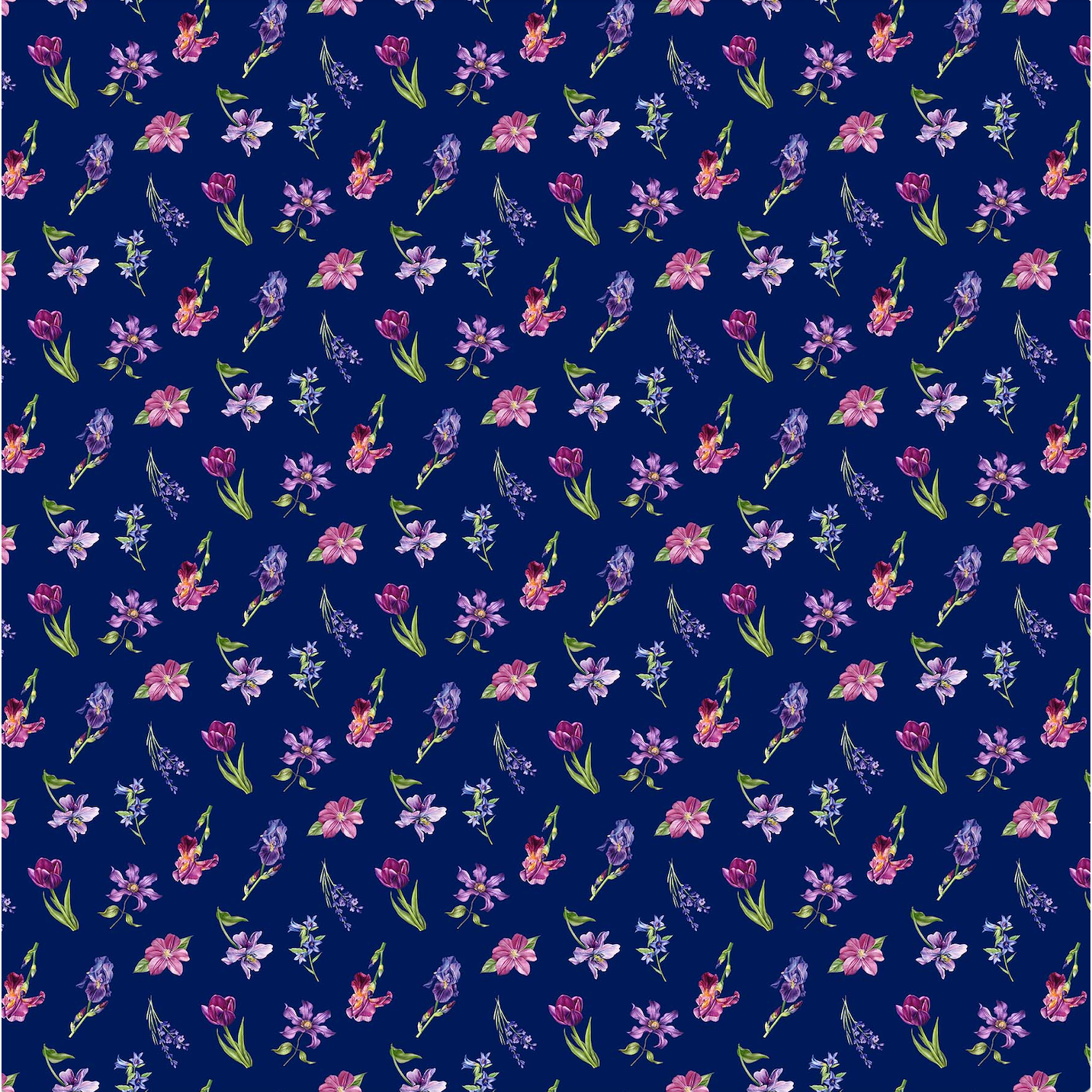 Deborah's Garden ~ Md Floral Toss ~ Navy DP25595-49