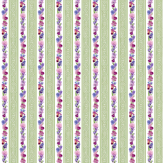 Deborah's Garden ~ Floral Stripe ~ Green DP25598-74
