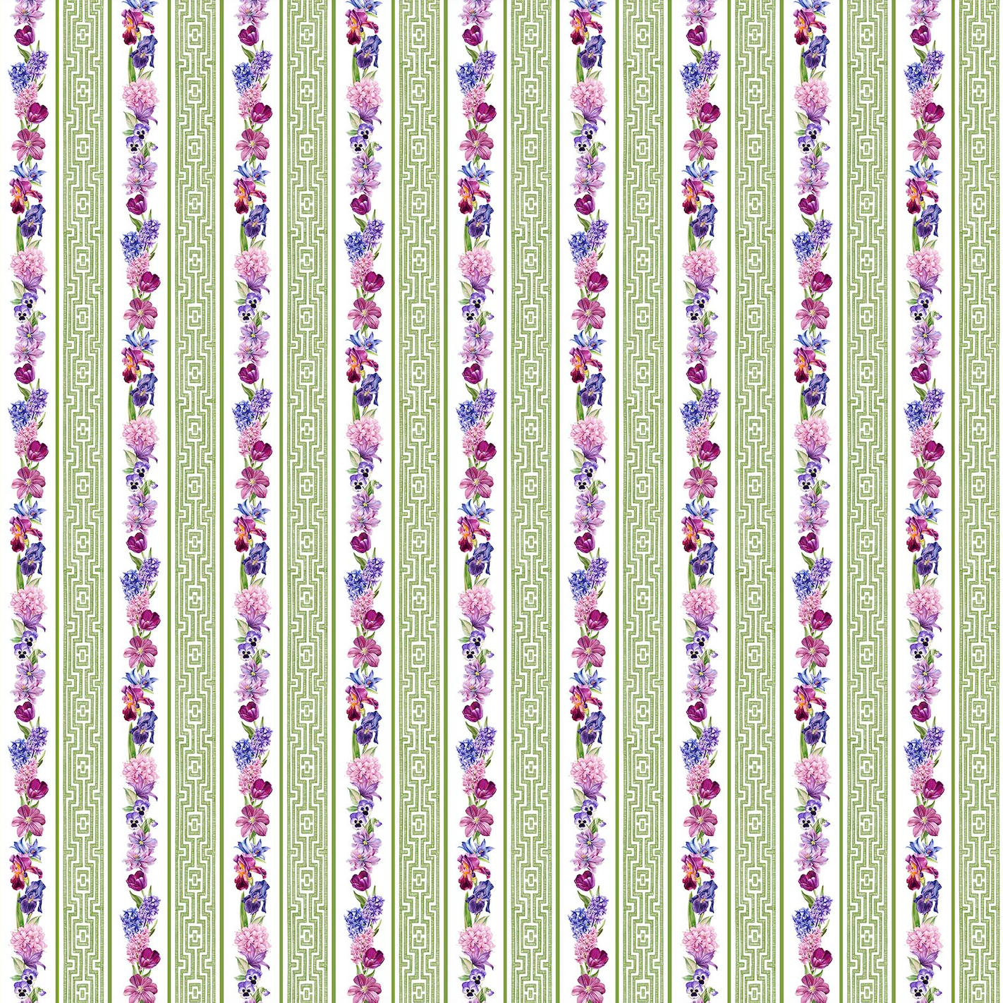 Deborah's Garden ~ Floral Stripe ~ Green DP25598-74