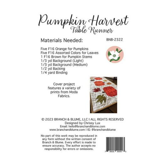 Branch & Blume | Pumpkin Harvest Table Runner Quilt Pattern