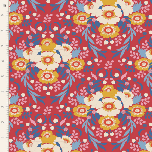 Tilda Fabrics Jubilee ~ TIL100541 ~ Anemone ~ Red